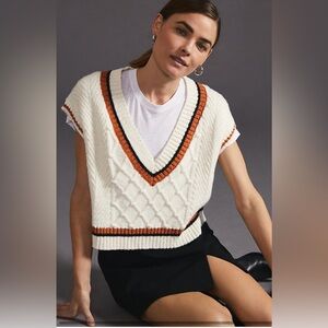 Maeve Willa Cropped Cable Knit Sweater Vest